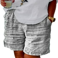 Niuer nők Mini nadrág Bermuda rövid forró nadrág egyenes láb nyári strand nadrág Kényelmes fenék Csíkos Fehér 3XL