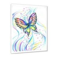 Designart 'Iridiscent színes pillangó' hagyományos keretes művészeti nyomtatás