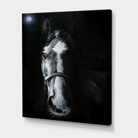 Portréja a ló bámulásának, baljós fotózás vászonjának nyomtatása
