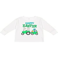Inktastic Boldog Húsvéti Nyuszi és traktor ajándék kisgyermek fiú vagy kisgyermek lány hosszú ujjú póló