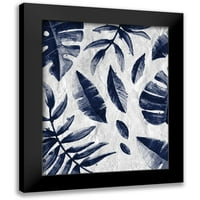 Allen, Kimberly Fekete Modern Keretes Múzeum Művészeti Nyomtatás Címmel - Tropic Indigo Leaves 1