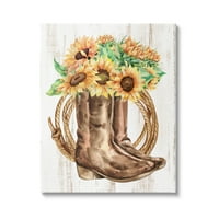 Déli napraforgó csokor csizma botanikai és virágos grafikus galéria csomagolt vászon nyomtatott fali művészet