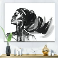 Designart 'Afrikai -amerikai nő fekete -fehér portréja IV' Modern vászon fali művészet nyomtatás