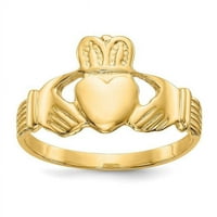 Primal arany karátos sárga arany magas polírozott férfi Claddagh témájú gyűrű