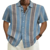 Abtel férfi felsők hajtóka nyak nyári ingek alkalmi blúz férfiak rendszeres Fit nyaralás póló kék 4XL