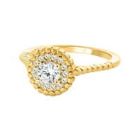 Karátos ragyogó vágott gyémánt Halo eljegyzési gyűrű 14k szilárd Rózsában, sárga & fehér arany
