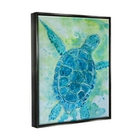 Kék tengeri teknős vízi buborékok állatok és rovarok festés jet fekete keretes művészeti nyomtatási fal művészet