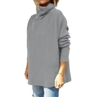 Riforla női váll pulóver alkalmi kötött laza hosszú ujjú Pulóver Női pulóver pulóver Szürke XL