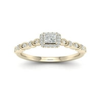 Imperial 3 8ct TDW hercegnő gyémánt 10K sárga arany eljegyzési gyűrű