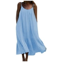 Női ruhák alkalmi ruhák nyaralás Női ujjatlan ruhák Női Midi ruhák napi Tartály ruhák Clearance Kék 2XL