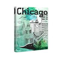 A Runway Avenue városok és a Skylines Wall Art vászon nyomtatott 'Chicago Sketch Color' Egyesült Államok városai -