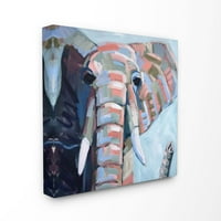 Stupell Industries színes absztrakt elefántállat kék rózsaszín festmény vászon fal művészet, Shelby Dillon