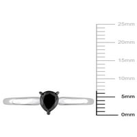 Carat T.W. Fekete gyémánt 14 kt fehér arany könnycsepp fekete ródiummal borított pasziánsz eljegyzési gyűrű