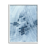 Stupell Industries Absztrakt Kék négyzetek formák A modern fehér körvonalak Festés Fehér Keretes Art Print Wall Art,