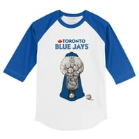 Ifjúsági Apró Fehérrépa Fehér Royal Toronto Blue Jays Gumball Machine 3 4 Ujjú Raglan Póló