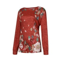 Floleo Női felsők ingek hosszú ujjú Clearance Divat nyomtatott ing kerek nyak szín megfelelő őszi téli ajánlatok