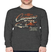 Chevrolet férfi és nagy férfi hosszú ujjú grafikus póló Chevy Camaro, S-3XL méretű, férfi pólók