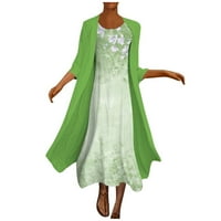 Női Ruha Alkalmi Divat nyomtatás O nyak közepes hosszú hosszú két készlet ruha, Zöld, XXL