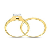 Jewels 10kt sárga arany női hercegnő gyémánt menyasszonyi esküvői eljegyzési gyűrű zenekar szett 1. Cttw