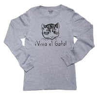 Viva El Gato-cica macska szerető grafikus Fiú Hosszú ujjú szürke póló