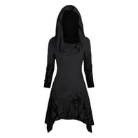 Tking Divat Halloween felsők nőknek Halloween nyomtatás Hosszú ujjú csuklya nyakú kapucnis magas alacsony Pulóver Fekete