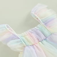 Baba lányok nyári Mesh Rainbow Romper Fly Sleeve négyzet alakú nyak nyakkendő-festék nyomtatási buborék Body