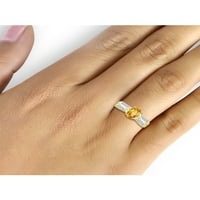 JewelersClub Citrine Ring Birthstone ékszerek - 1. Karát -citrin 14K aranyozott ezüst gyűrűs ékszerek fehér gyémánt