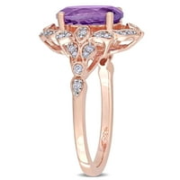 Miabella női 2- Karát-ametiszt és karátos gyémánt 14KT Rose Gold Halo koktélgyűrű