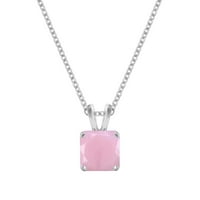 Ezüst négyzet alakú rózsaszín opál akcentussal medál nyaklánc 18 lánc