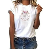 Női felsők Női virág Dreamcatcher pólók blúz nyári Streetwear felsők Fehér XL