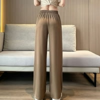 absuyy női tavaszi és Egyszínű sokoldalú egyenes cső magas derekú ingázás öltöny nadrág széles lábú nadrág Khaki méret