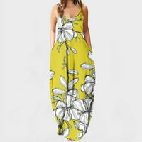 Clearance-Sale nyári ruhák nőknek Molett méretű Ujjatlan nyomtatás Virágmintás ruha V-nyakú Midi Fit és Flare divat