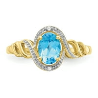 Primal arany karátos sárga arany világos svájci kék topáz és gyémánt gyűrű