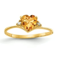 Primal arany karátos sárga arany szív citrin és VS gyémánt gyűrű