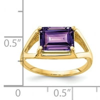 Primal arany karátos sárga arany 9x Smaragdvágású Ametiszt gyűrű