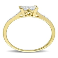 Miabella Női karátos T. W. hercegnő-vágott és kerek vágott gyémánt 10kt sárga arany klaszter eljegyzési gyűrű