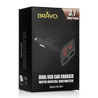 Bravo View CGR-VM 3,1 amperes Kettős USB autós töltő digitális voltmérővel
