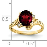 Primal arany karátos sárga arany 9x ovális gránát és AAA gyémánt gyűrű