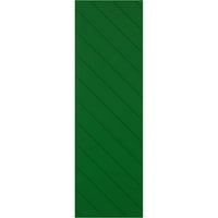 Ekena Millwork 15 W 32 H True Fit PVC átlós slat modern stílusú rögzített redőnyök, Viridian Green