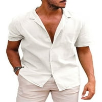 Caitzr férfi nyári alkalmi gomb le Pamut vászon ing rövid ujjú strand ing felső