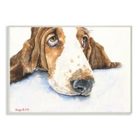 Stupell Industries aranyos kutya fej Basset Hound kisállat állat akvarell festmény fal plakk Art George Dyachenko
