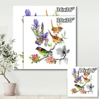 Színes madarak és trópusi virágok I festés vászon művészeti nyomtatás