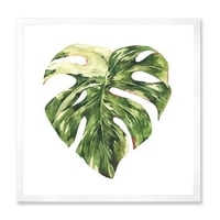 Designart 'Trópusi zöld levelek a fehéren a Summer Times III' Trópusi keretes művészeti nyomtatás