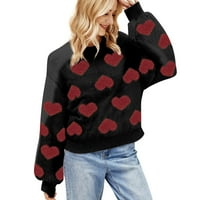 Női Crewneck Pulóver Valentin nap aranyos szerelem minta kötött pulóver puha és sima szép pulóver