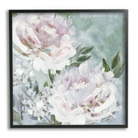 Bolyhos rózsaszín pünkösdi rózsa virágos botanikai és virágos grafikus művészet fekete keretes művészet nyomtatott