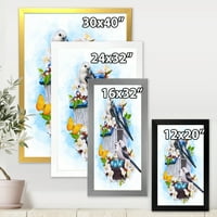 Designart 'két Cici madár ül a fészek mellett tojással és fehér virágokkal II' hagyományos keretes Art Print