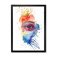 Designart 'A szem részlete a szivárványszínű arccikkekben' bohém és eklektikus keretes művészeti nyomtatás