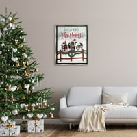 Moo-rry karácsonyi ünnep havas tehenek Ünnep grafika csillogás szürke Keretes művészet nyomtatás Wall Art